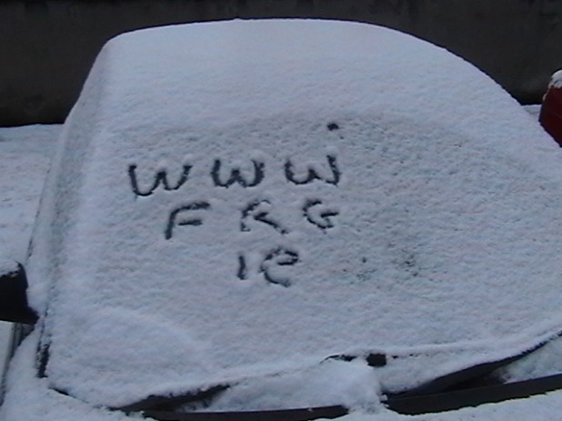 FRG.ie drawn on windscreen, during the snow/cold/bad weather of November and December 2010