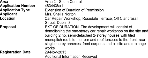 Planning Application, Dublin 8, November 2013