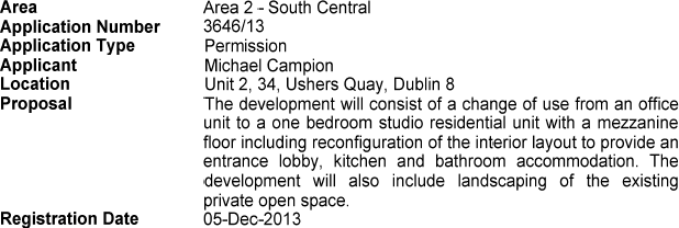 Planning Application, Dublin 8, December 2013